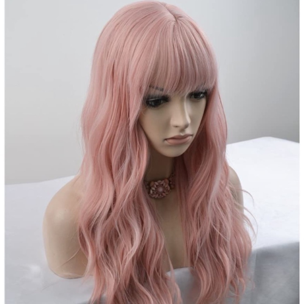 22inch Pink Long Curly Wigs